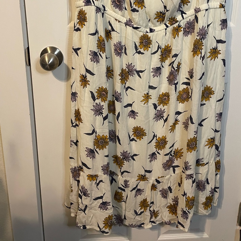 NWOT Old Navy off white floral dress w/ elasticized waist/collar sz XXL - Picture 6 of 11